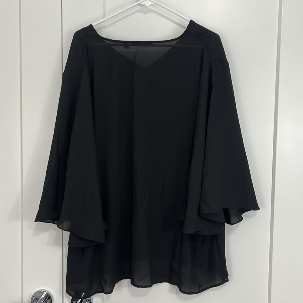 Lisa Rinna 2XL Black V-Neck Flowy Blouse Top - Picture 6 of 9